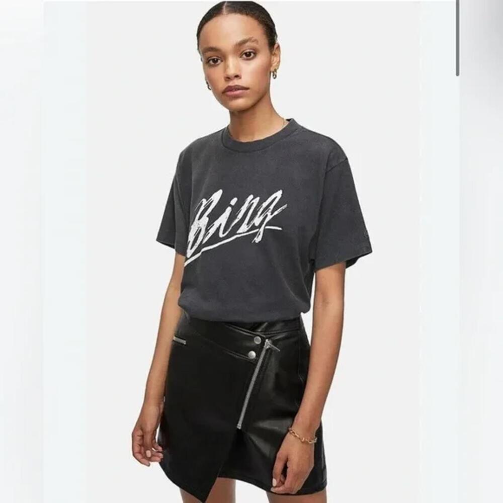 Anine Bing Lili Basic Bing Tee in Vintage Black Size XS
